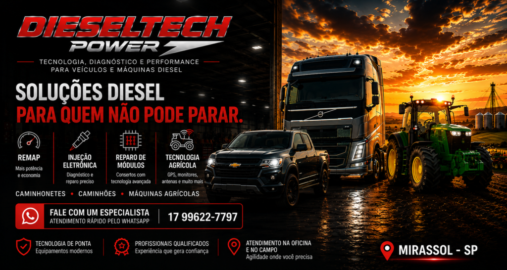 Dieseltech Power - serviços de remap, injeção eletrônica, reparo de módulos e tecnologia agrícola em Mirassol SP